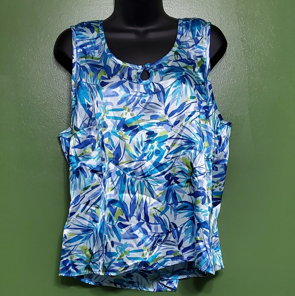 🚨3/$25🚨 Cacique Floral Blue Blouse Sz 14/16